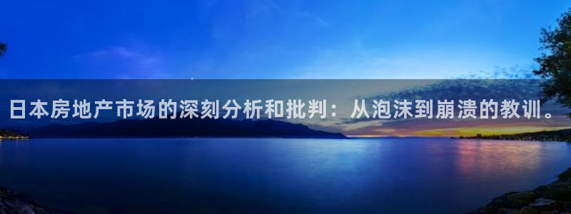 新宝5郑74OOO5：日本房地产市场的深刻分析和批判：从泡沫
